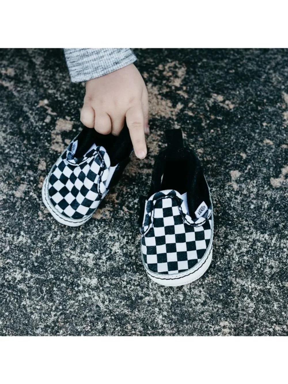 Vans INFANT Size 3 Slip-On V Crib Checkerboard Checker Black True White